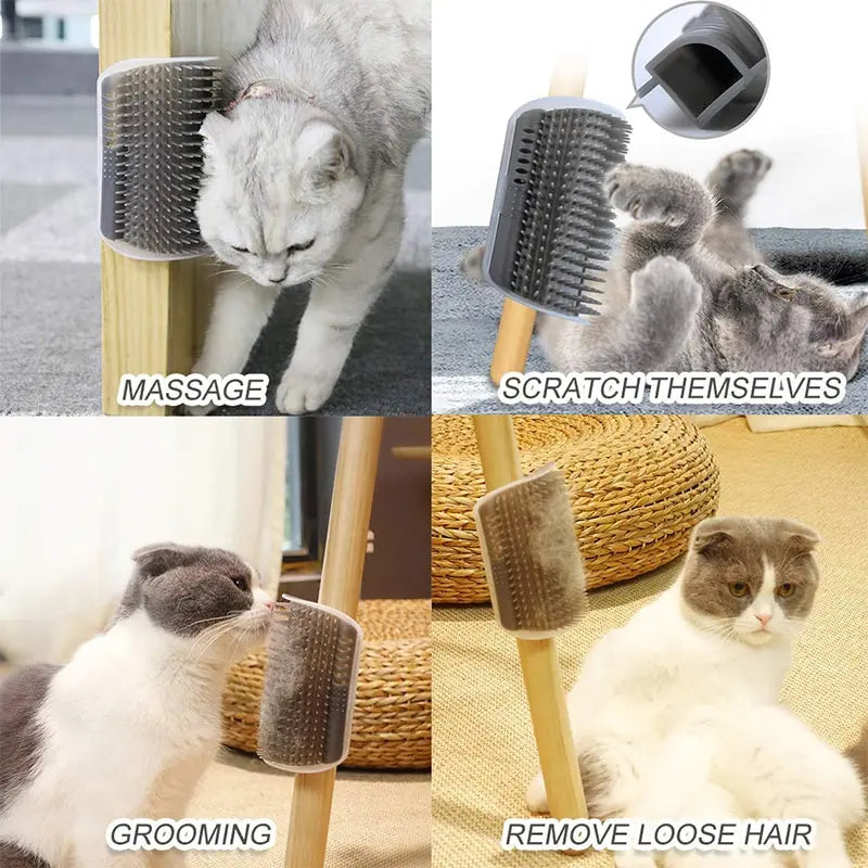 Brosse Anti-Poils Auto-Massante pour Chat - Coin Adhésif