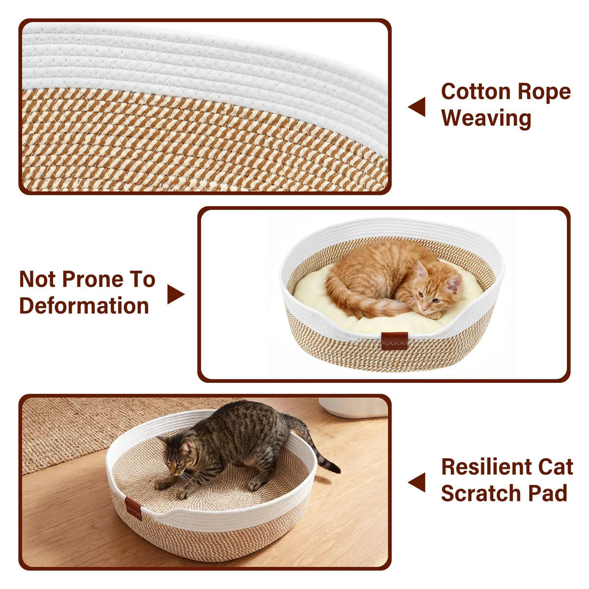 Panier Tressé pour Chat - Coussin Amovible 4 Saisons