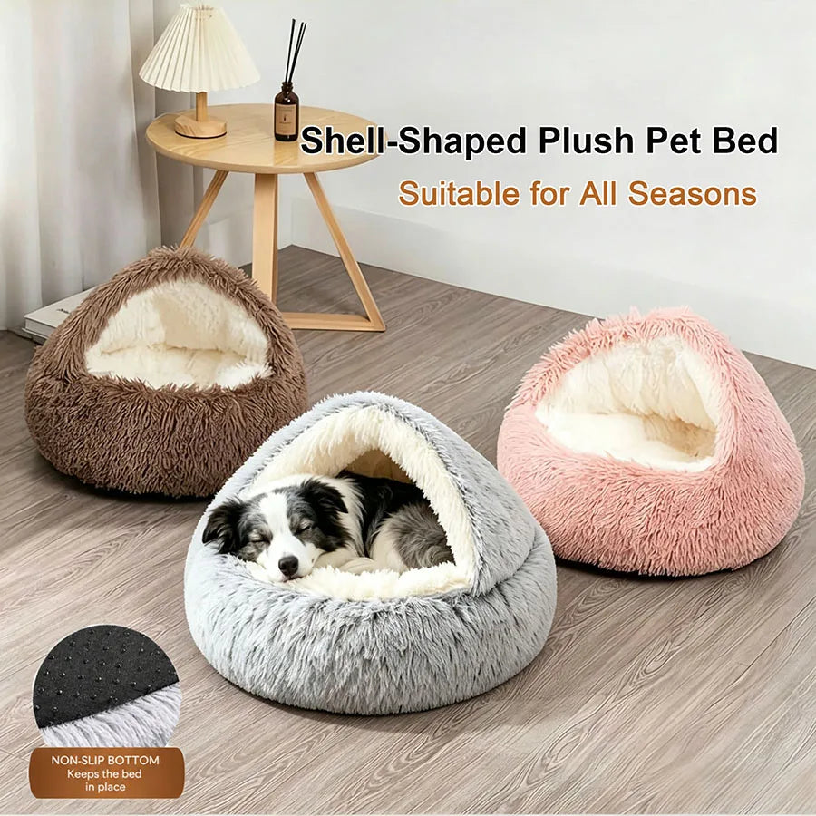 Panier Coquillage Semi-Fermé pour Chat - Ultra Moelleux