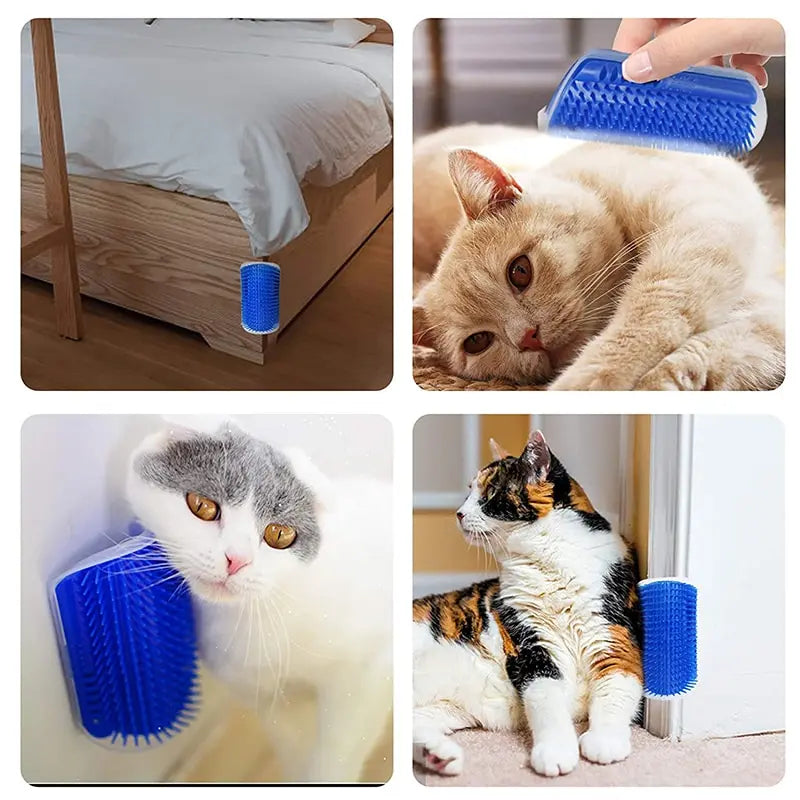 Brosse Anti-Poils Auto-Massante pour Chat - Coin Adhésif