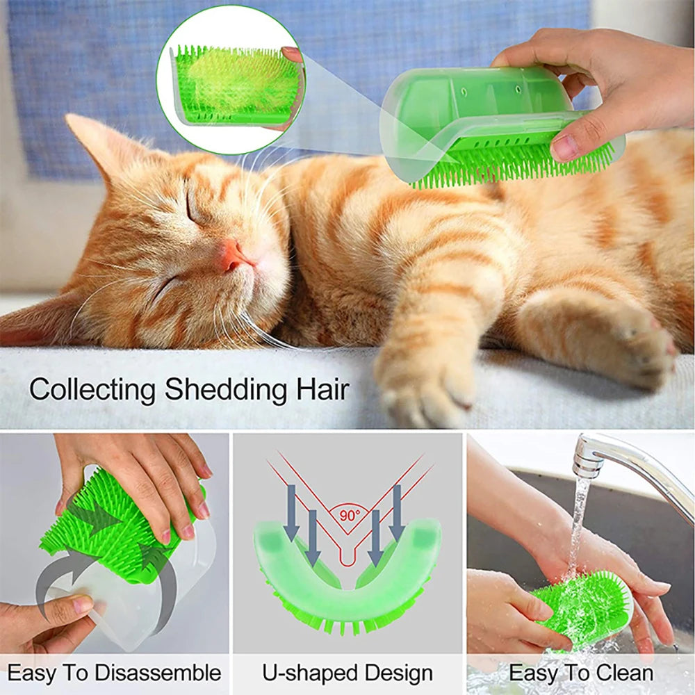 Brosse Anti-Poils Auto-Massante pour Chat - Coin Adhésif